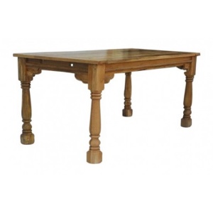 Carved Dining Table with Turned Legs