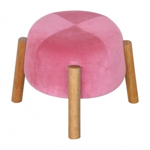 Pink Velvet Cone Footstool