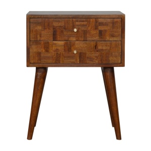 Mixed 2 Drawer Chestnut Bedside