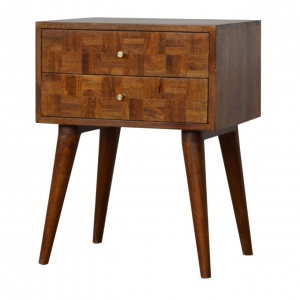 Mixed 2 Drawer Chestnut Bedside