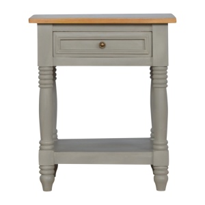 Grey Painted Bedside with Wooden Top