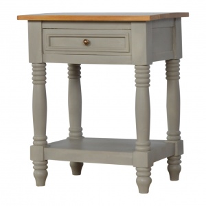 Grey Painted Bedside with Wooden Top