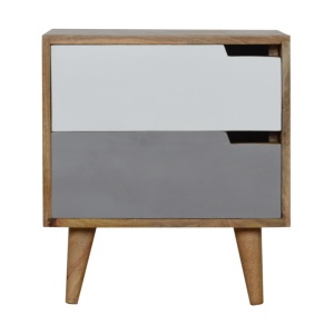 Grey Painted Bedside with Cut Out Slots