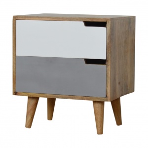 Grey Painted Bedside with Cut Out Slots