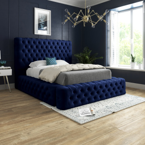 Cambridge Upholstered Soft Velvet Bed - Blue