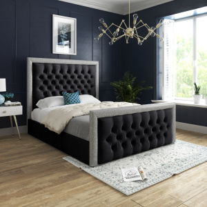 Cheltenham Upholstered Soft Velvet Bed - Black