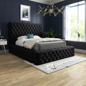 Cambridge Upholstered Soft Velvet Bed - Black