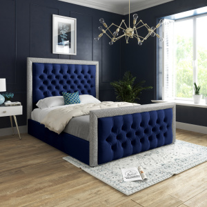 Cheltenham Upholstered Soft Velvet Bed - Blue
