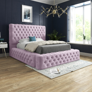Cambridge Upholstered Soft Velvet Bed - Pink